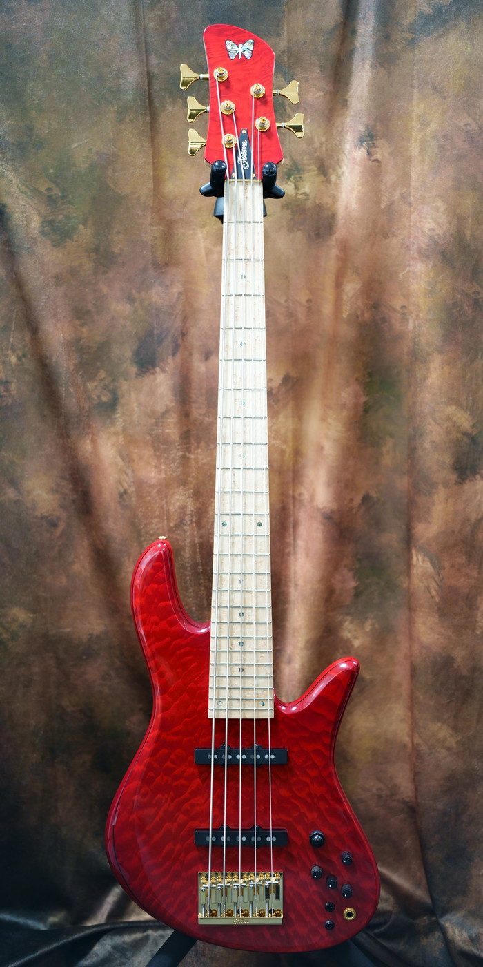 Fodera Emperor 5 Bolt-on Custom Quilted Maple Trans Red / ベース 